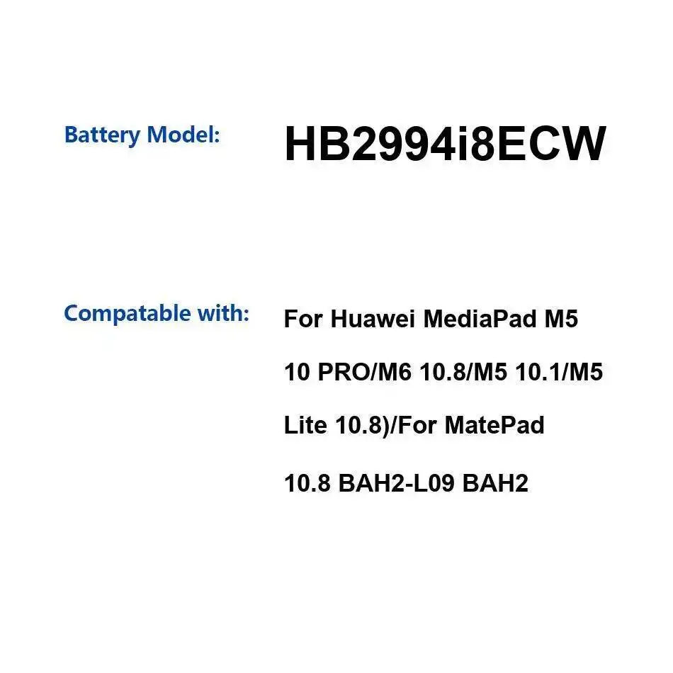 

Аккумулятор Hb2994i8ecw 7500 мАч для Huawei Mediapad M5 10 Pro M6 10,8 10,1 Lite Matepad BAH2-L09 BAH2