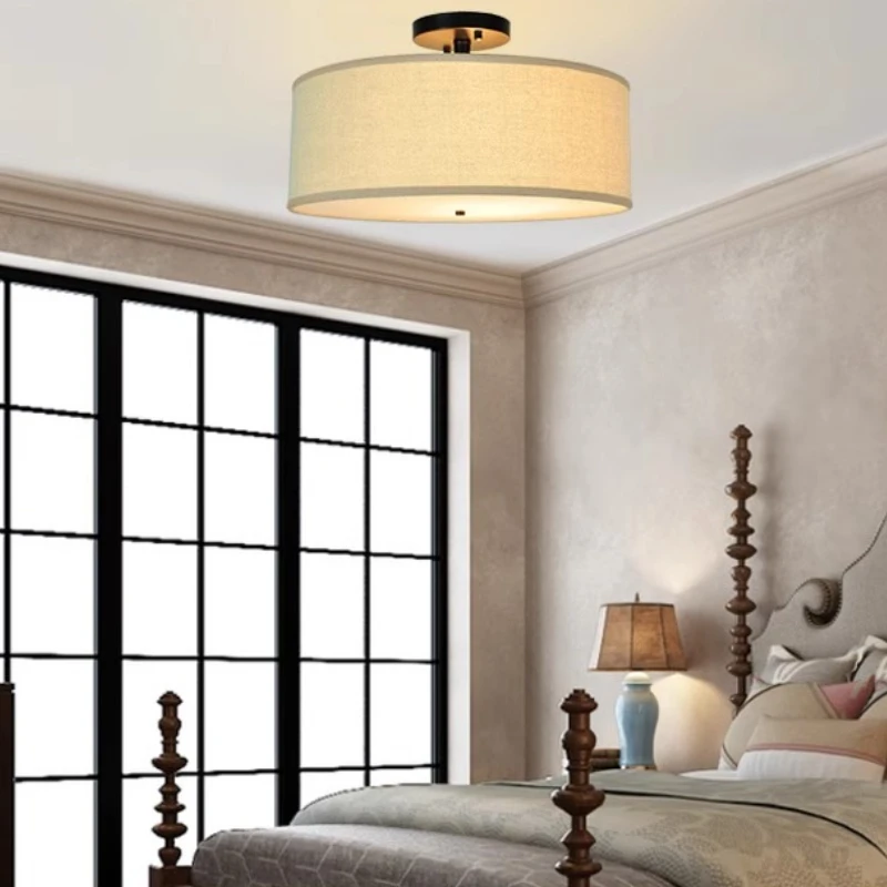 Japanese Wabi Sabi Ceiling Lamp Originality Linen Lampshade Bedroom Balcony Hallway Restaurant