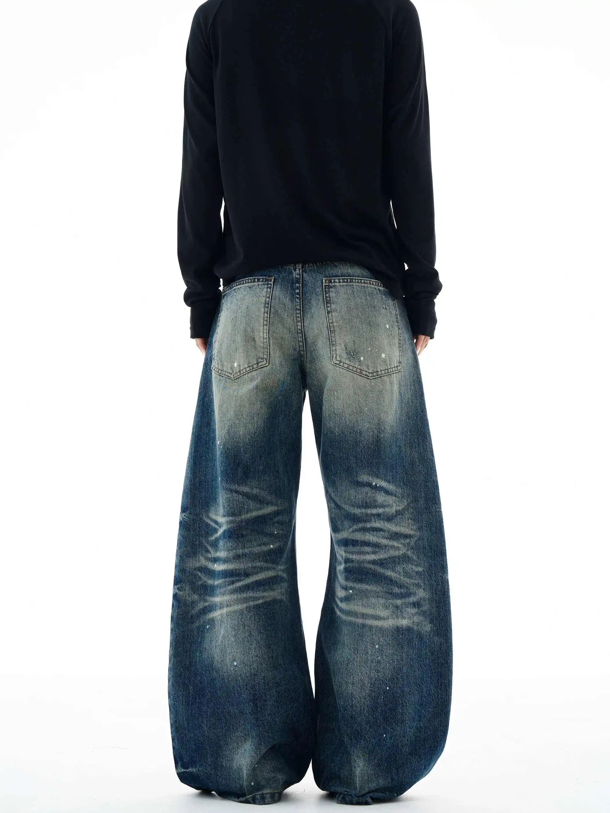 Women's Blue Y2k Jeans Harajuku Vintage Wide Leg Denim Trousers Japanese 2000s Style Oversize Boyfriend Jeans Pants Autumn 2025