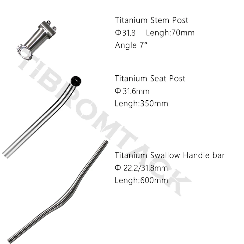 Bicycle Titanium Accessories, Stem Post Seat Post Swallow Handlebar, for Mountain Bike