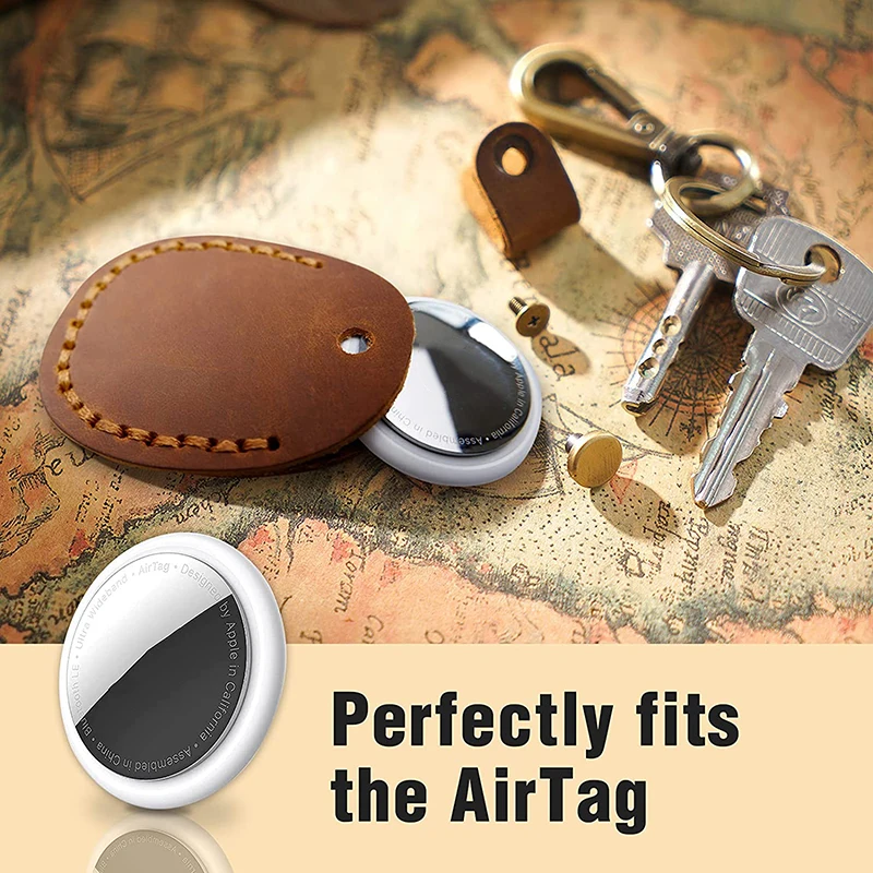 Airtag Case Retro Genuine Leather Airtags Protective Cover Anti-lost Airtag Keychain For Apple Airtag Tracker Device Accessories