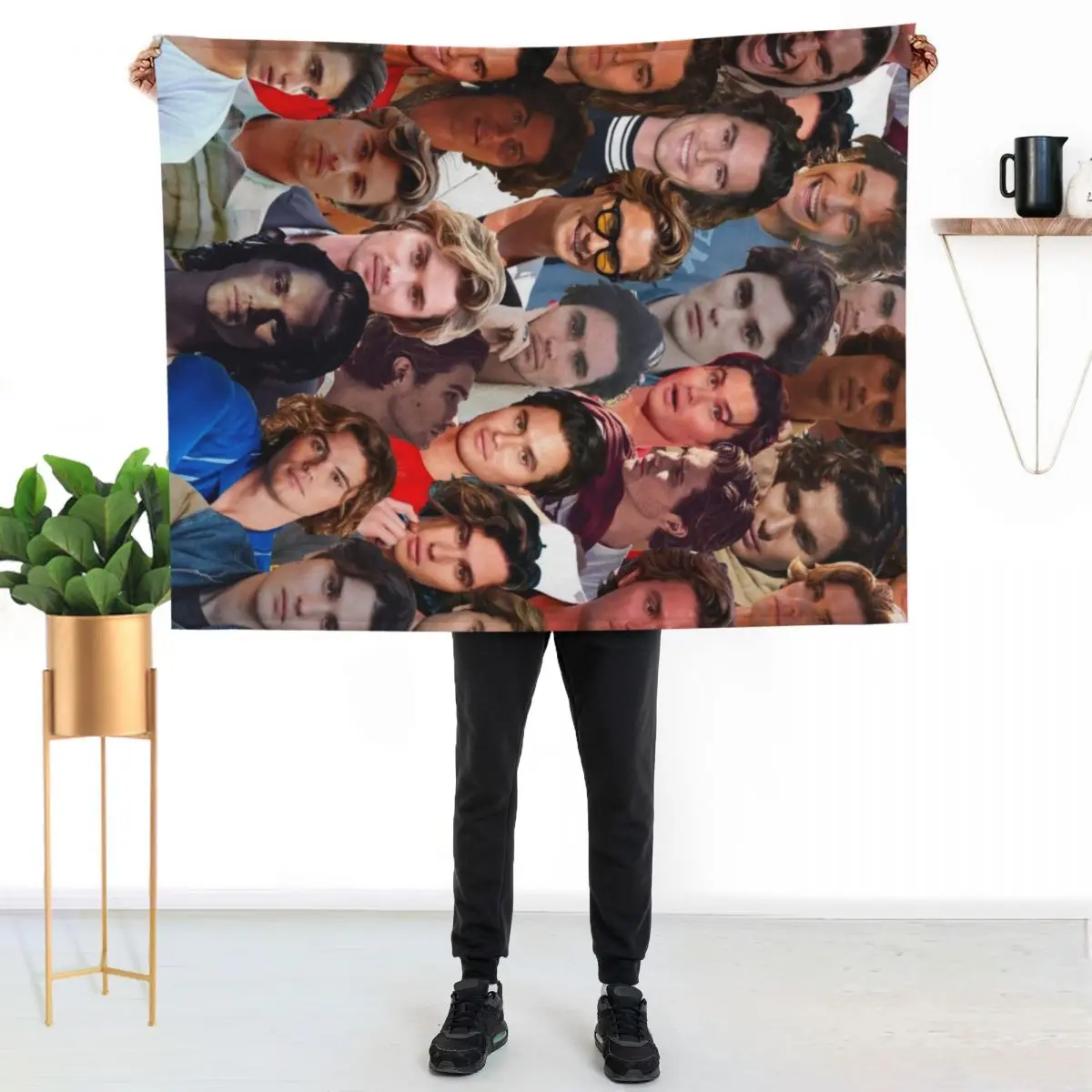 Chase Stokes Photo Collage Throw Blanket couch cozy soft plush fuzzy picnic outdoor blanket
