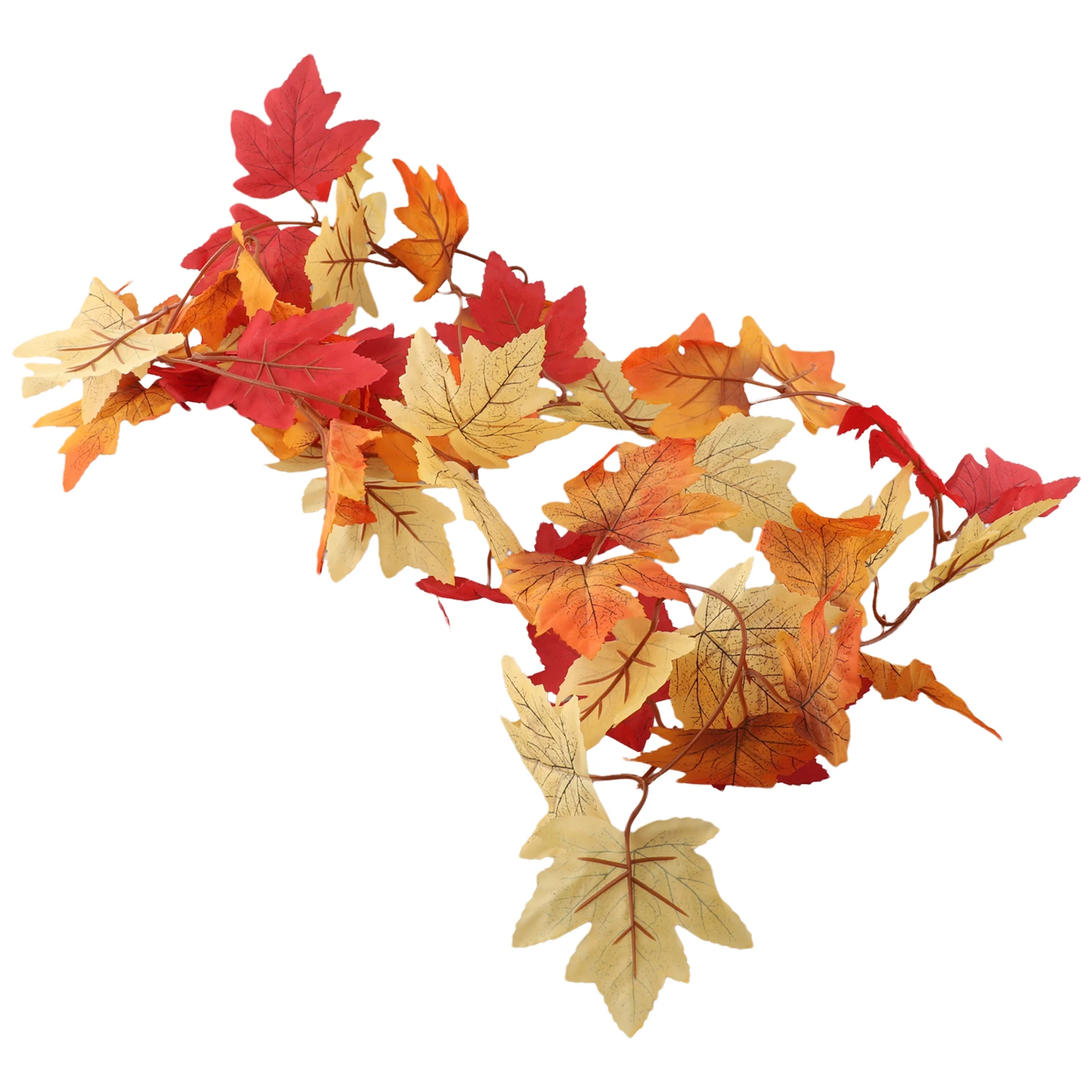 Autumn Garland Green, Yellow, Red Artificial Maple Leaves Versatile For Crafts Festive Decoration Life-like Leaves