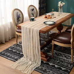 1pc Boho Style Cheesecloth Table Runner - Long Gauze Sheer RomanticTable Runner For Weddings, And Scene Decor Home Decor
