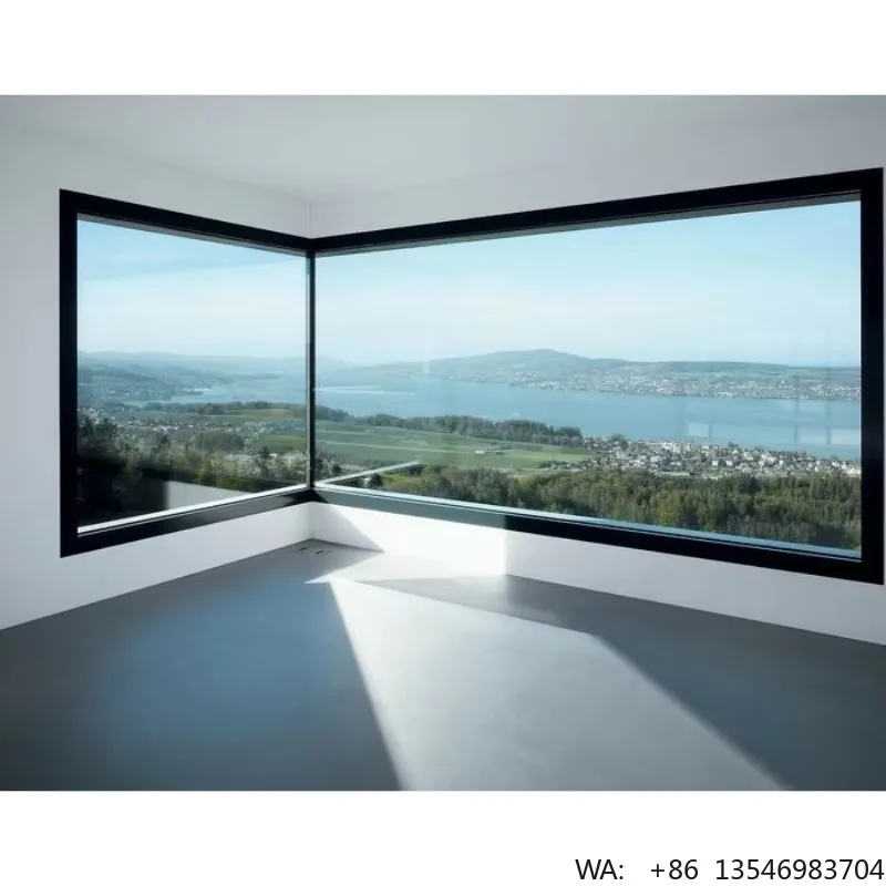 Modern Minimalist Picture Window Big Fixed Aluminum Alloy Frame with Tempered Glass for Villas and Hotels