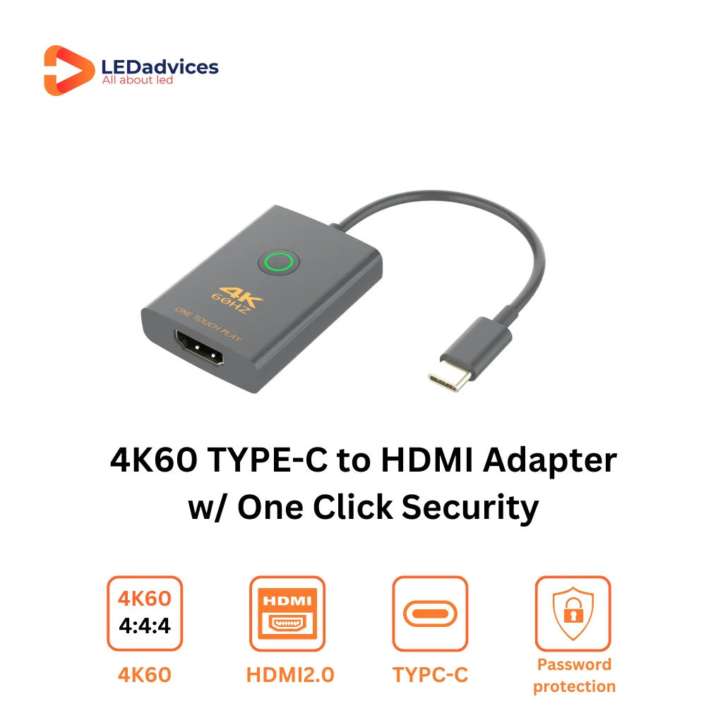 

4K One-Key-Display USB-C to HDMI Adapter 1 USB INPUT and 1 HDMI OUTPUT 18Gbps Type-C Laptop to TV HDTV, HDC-UCH1