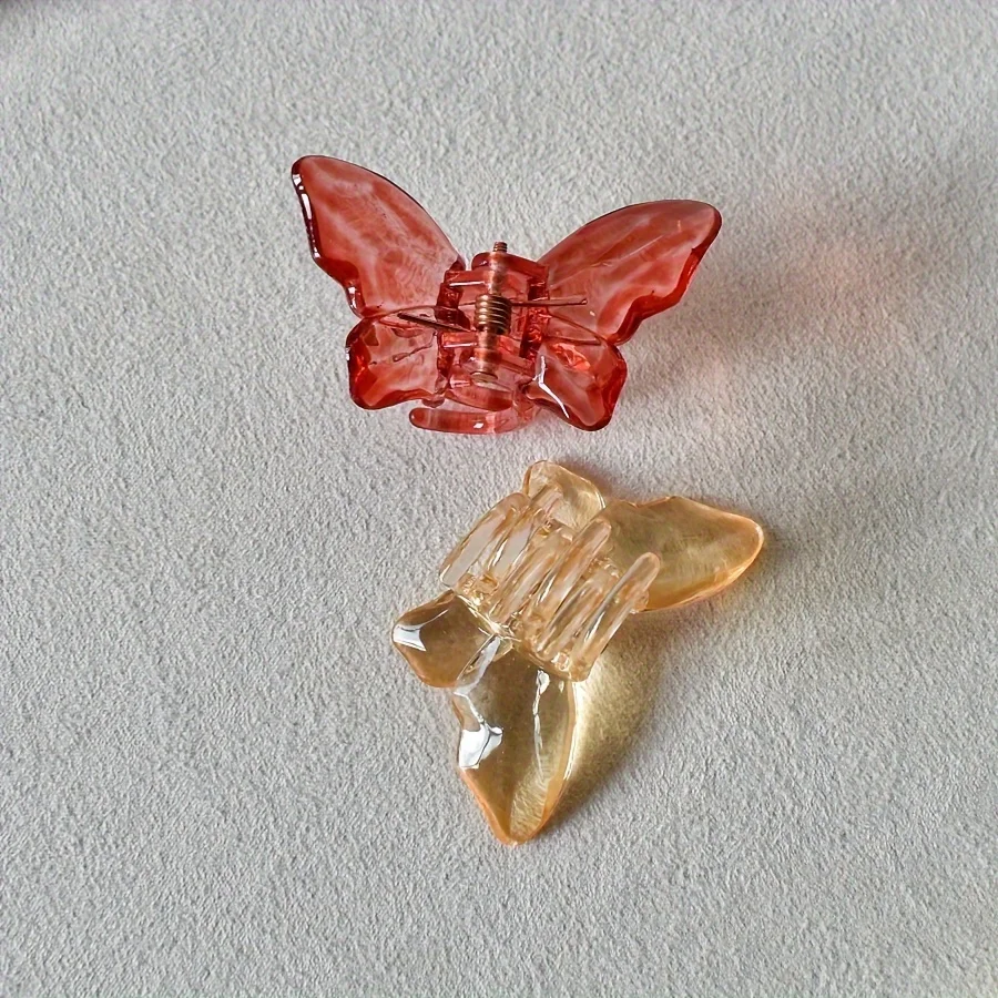 6 Stück/Set Mehrfarbige Transparente Schmetterlings-Haarspangen Haarverzierung für Dünnes Haar Besonderes Urlaubsgeschenk – Detail 11