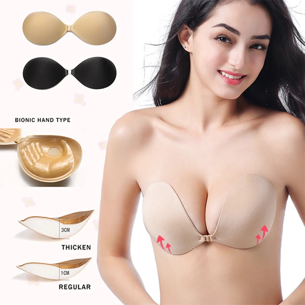 

Invisible Strapless Thickening Gathering Breathable Chest Sticker Hand-supporting Chest Paste Front Closure Bra for Nursing Mum