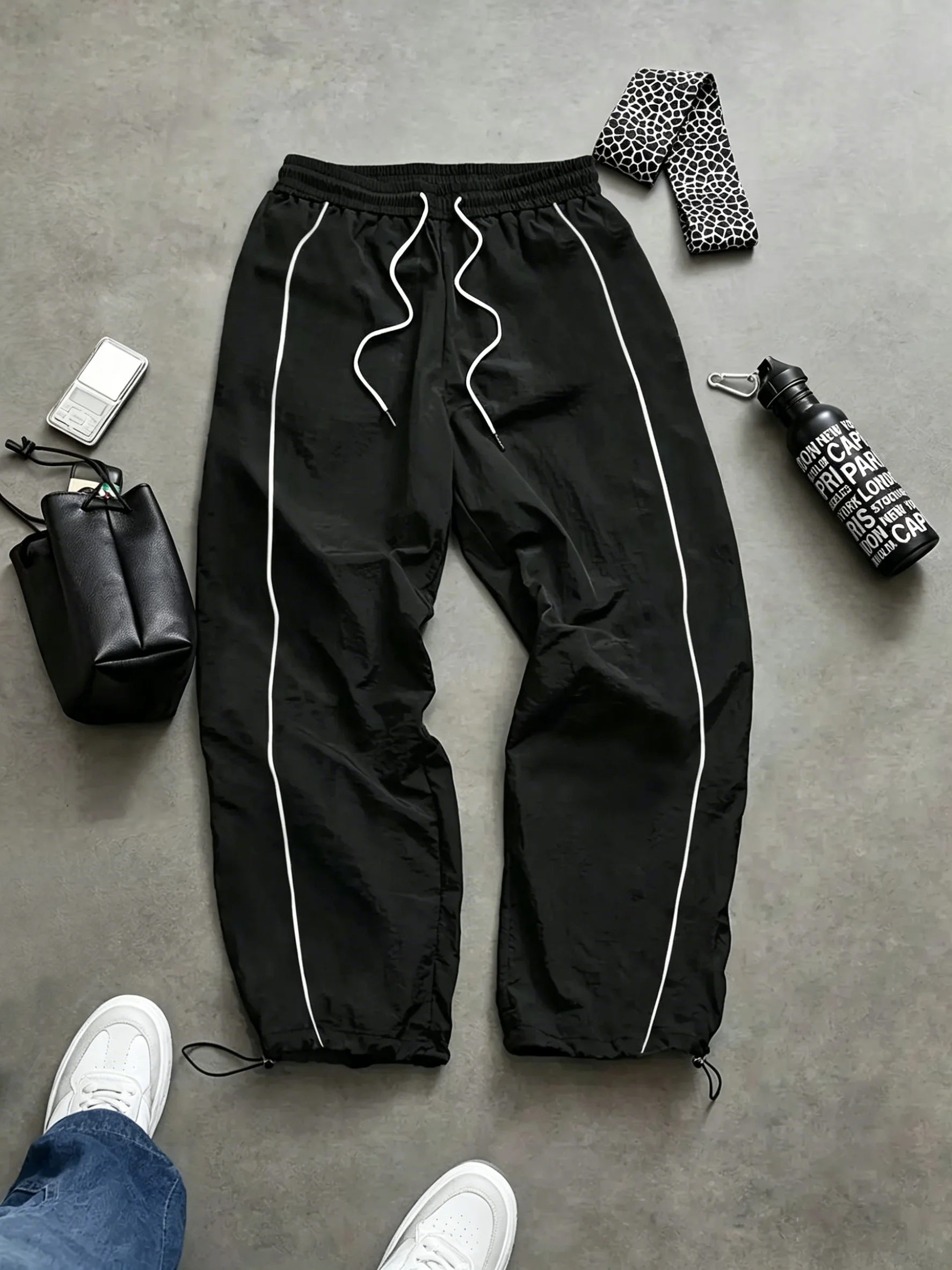 Men's Spring Summer Quick Dry Track Pants 4 Colors Casual Joggers Elastic Drawstring Waist Trousers for Gym Streetwear