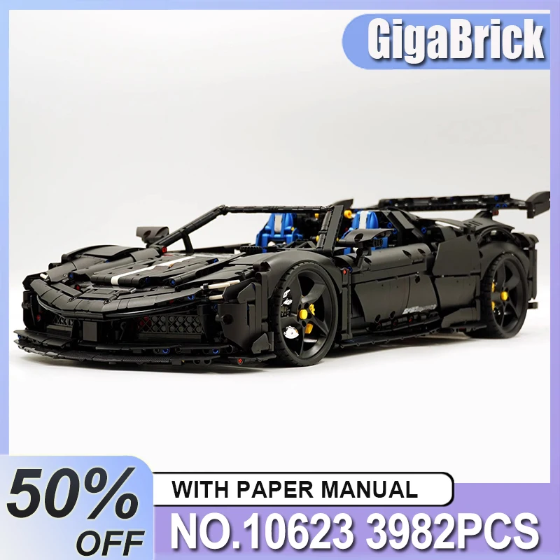 

MOC Высококачественная матовая черная модель автомобиля SF90 Guly 10623B, строительные блоки, автомобильные кирпичи, игрушки для мальчиков и взрослых, рождественский подарок