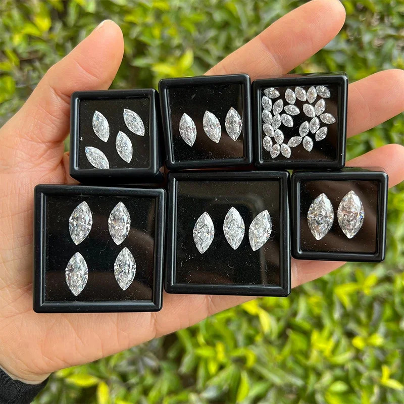 

Top Quality Loose Moissanite Stone Crushed Ice Marquise Cut VVS1 D Color Lab Grown Diamond With GRA Certificate Gemstones