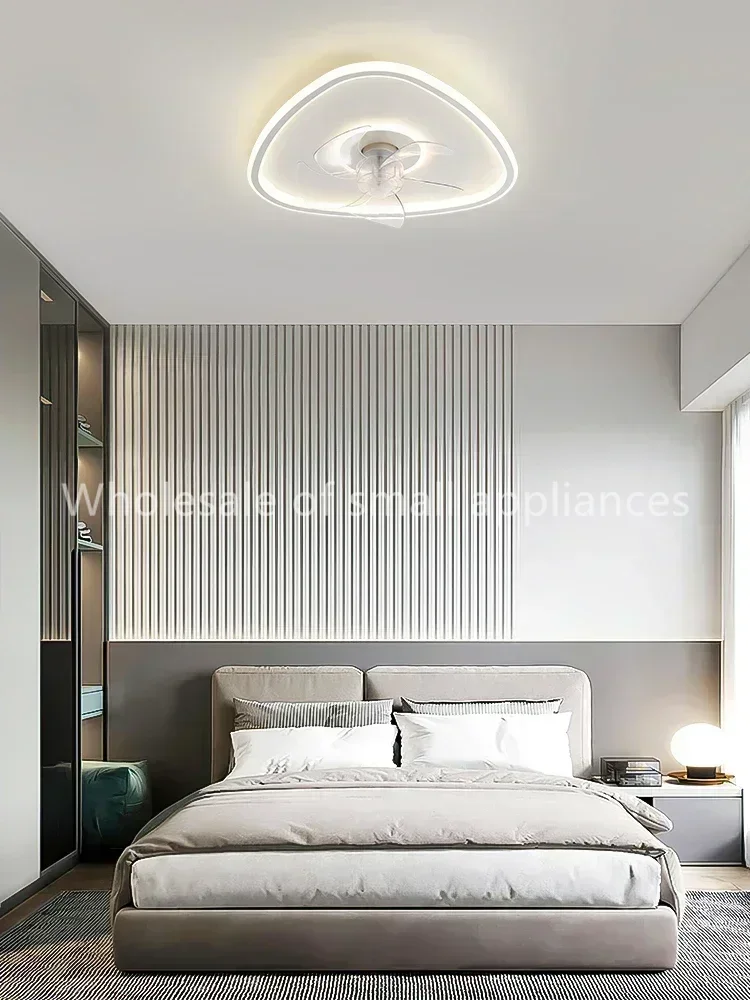 220Vnew fan light invisible silent rotating shaking head bedroom ceiling light geometric study restaurant lighting electric fan