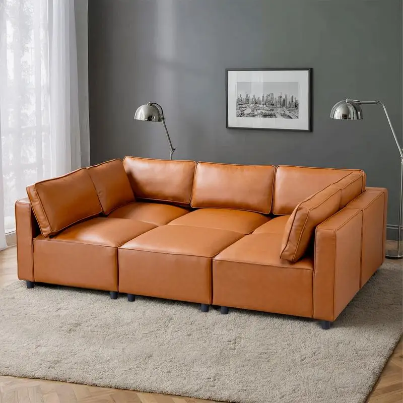Vegan Leather Modular Sofa in Reno Style - Comfortable & Stylish Seating for Modern Living Spaces