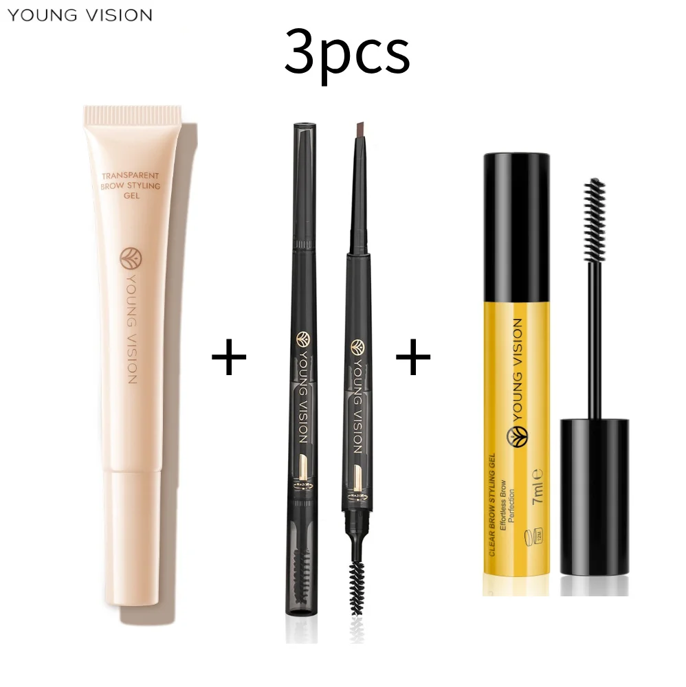 YOUNG VISION Brow Gel + Brow Razor + Brow Pencil 3-Piece Set 3D Sculpting Waterproof Defined Brow Pencil & Gel Kit Woman makeup