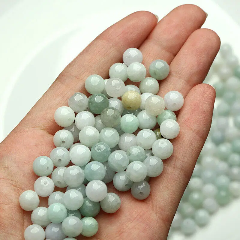 100Pcs 7.5mm Natural Emerald Jade Round Beads Diy Loose Beads for Pendant