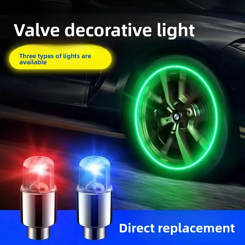 

4Pcs Universal Dustproof Bicycle Valve Cover Colorful LED Wheel Valve Lights Motorcycle Car Wheel Tire Valve Caps