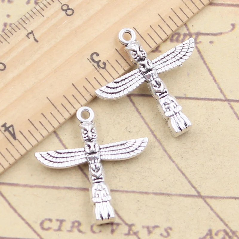 10pcs Charms Maya Stone Statue 27x25mm Tibetan Silver Color Pendants Antique Jewelry Making DIY Handmade Craft