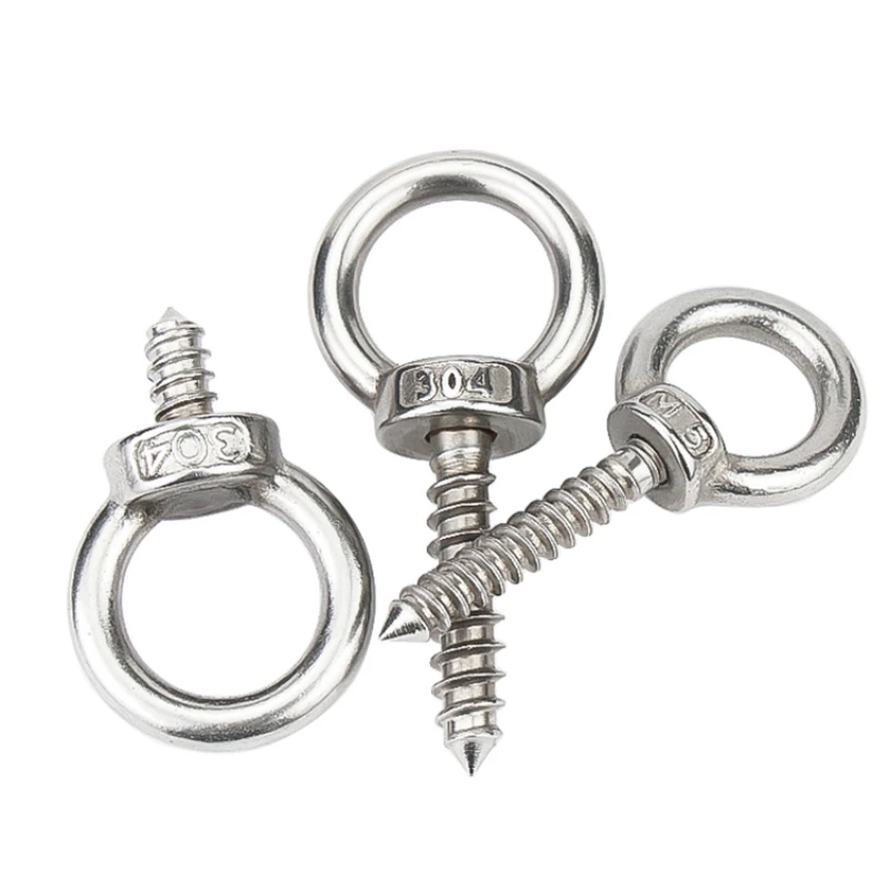 M4M5M6M8 304 Stainless Steel Hanger Ring Self-tapping Screws with Round Ring Hooks Self-drilling Sheep\'s Eye Ring Type Wood Bolt