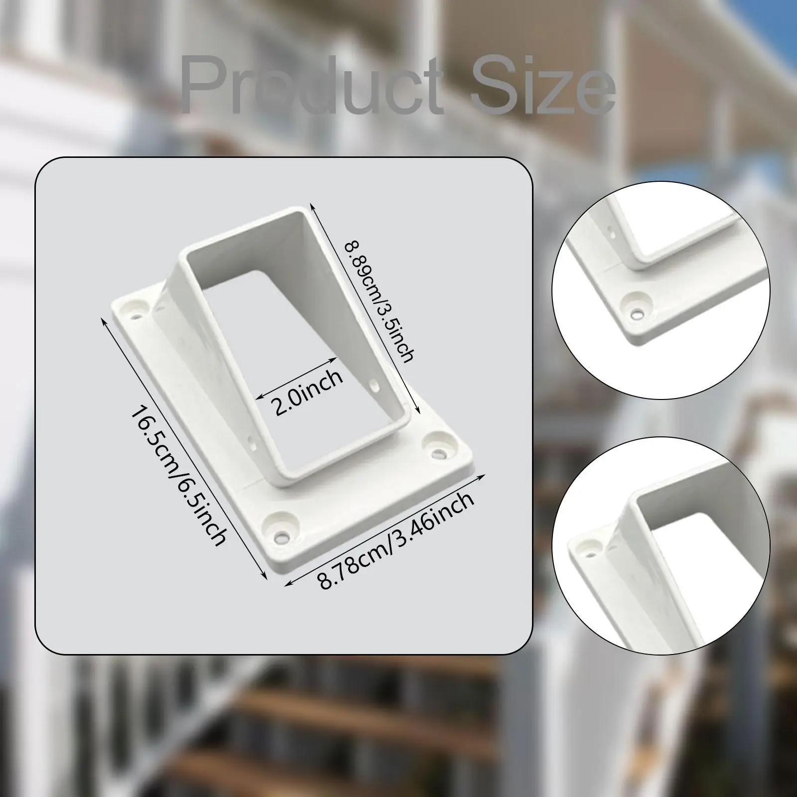 2" x 3 1/2" PVC Stair Railing Bracket Kit with Screws Attachment Replace Parts