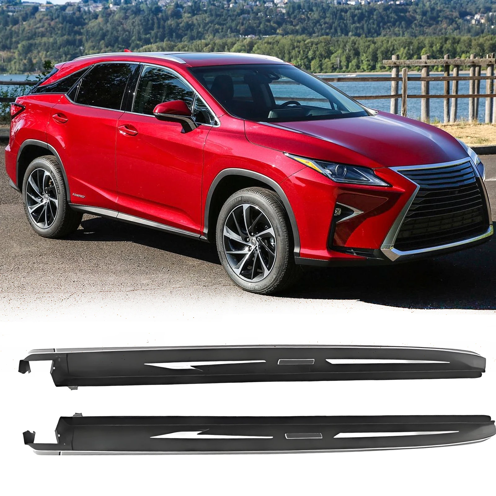 

Fits for Lexus RX 350 450h 2016-2021 Fixed Running Boards Side Steps Foot Protector Pedal Nerf Bar Black