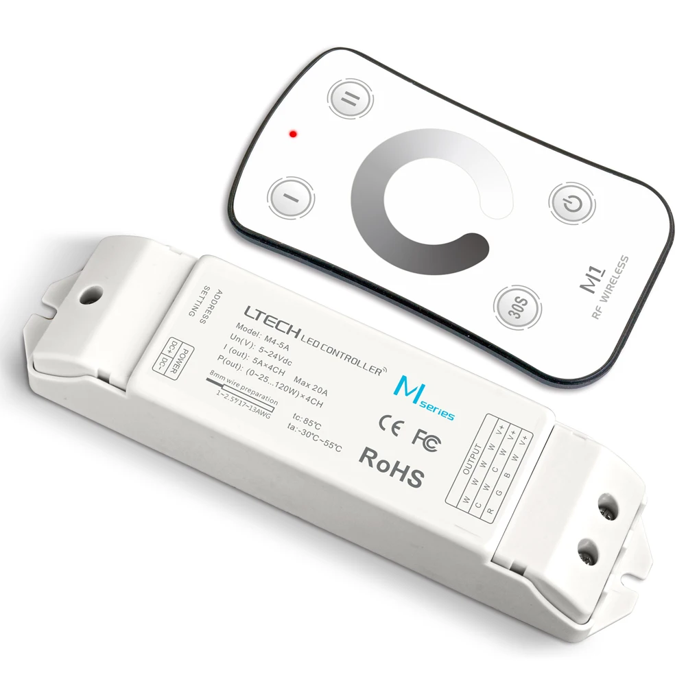LTECH New Led Strip Dimmer 2.4G RF Touch Remote DC12-24V Constant Voltage Receiver 3A 3 Channel 5A/4CH 5050 3528 String Ribbon