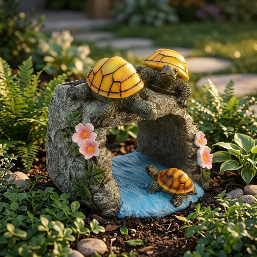 turtle-shaped resin for solar light for outdoor garden yard decor with drainage function 17.2 14.5 16.5 cm waterproof