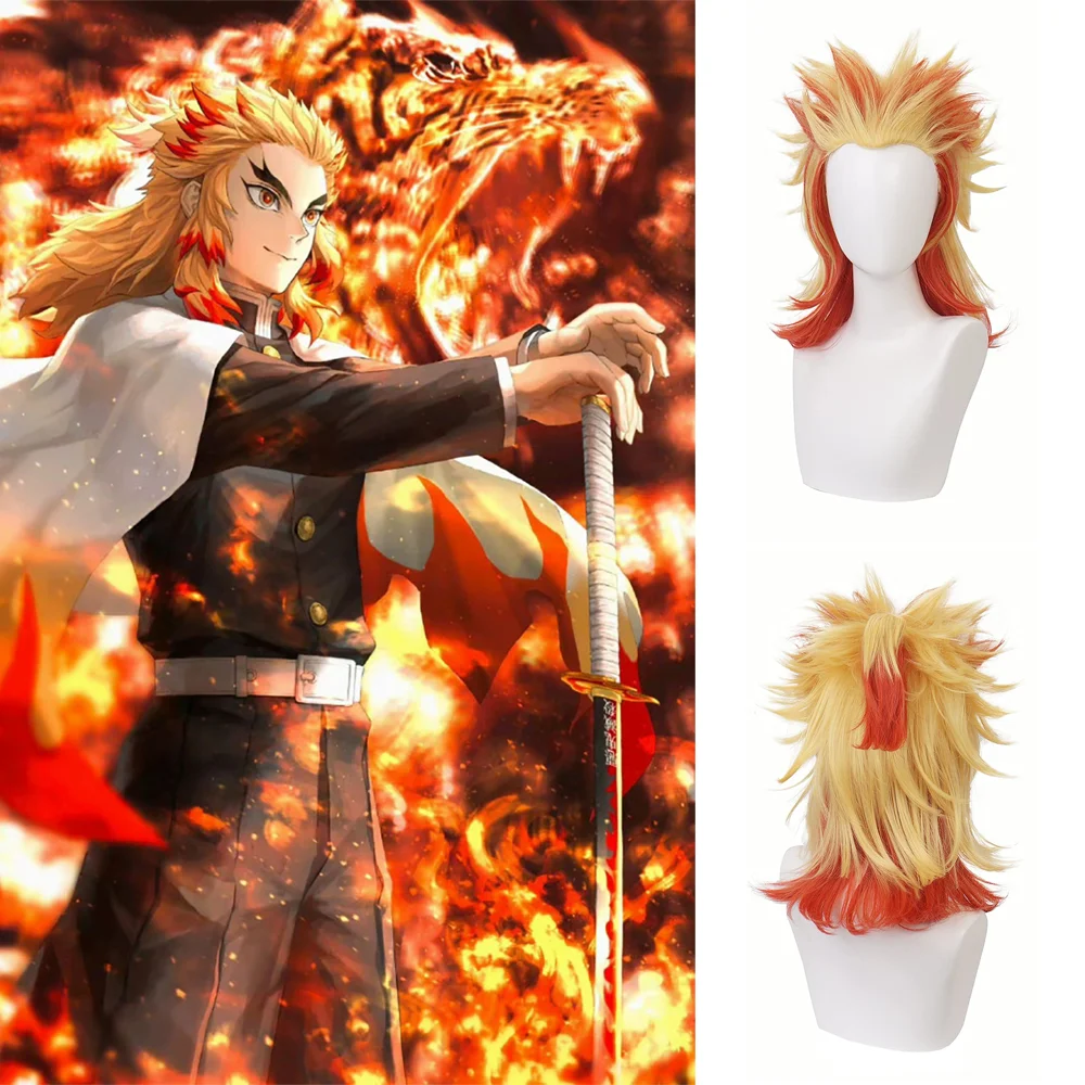 

High-Quality Anime Rengoku Kyoujurou‌ Cosplay Synthetic Hair For Both Men And Women, Suitable For Daily Party Heat Resistant Wig