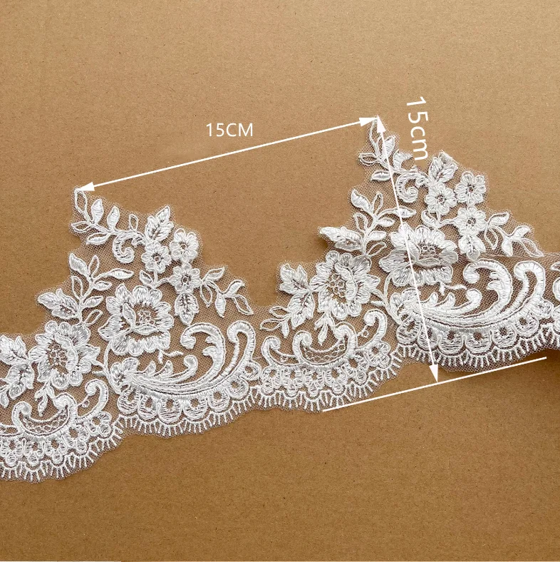 10-3 Yards/Lot Weiße Rayon-Blumenbordüren-Spitzenborte für Hochzeitsschleier, Vorhang, Kleidung, Tischdecke, DIY-Zubehör RS4061-2 – Detail 3