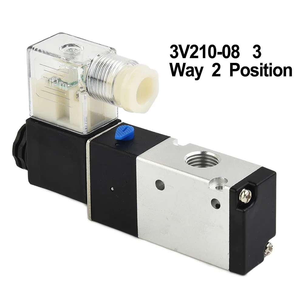 Pneumatic Solenoid Valve 3V210 08 Pneumatic Solenoid Valve AIRTAC Type 3 Way 2 Position 1/4 Port Aluminum Alloy