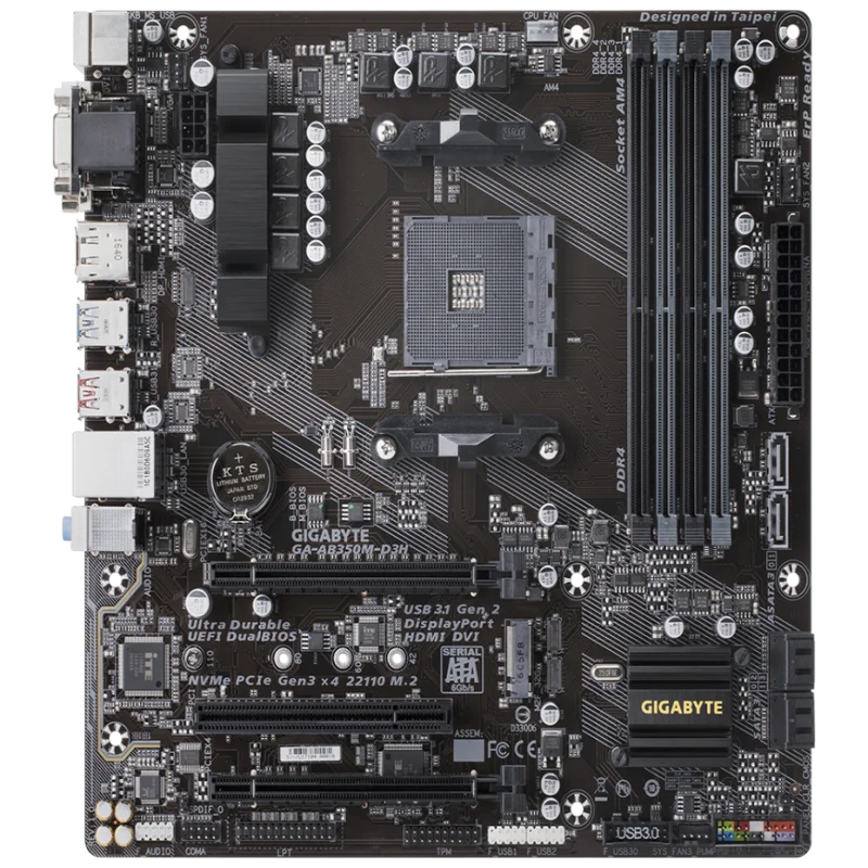 جيجابايت GA-AB350M-D3H (AM4/ B350/ 2 Way CrossFire/ HDMI/ DP/ M.2/ SATA/ USB 3.1 Type-A/ Micro ATX/ DDR4/ اللوحة الأم)