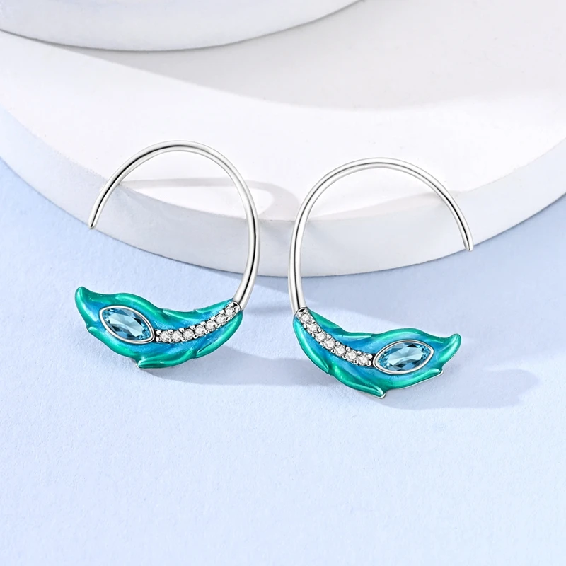 925 Sterling Silber Bunte Creolen mit Schmetterlingen, Blumen, Augen und Sternen für Damen, Hochzeit, Verlobung, Schmuckgeschenk – Detail 34