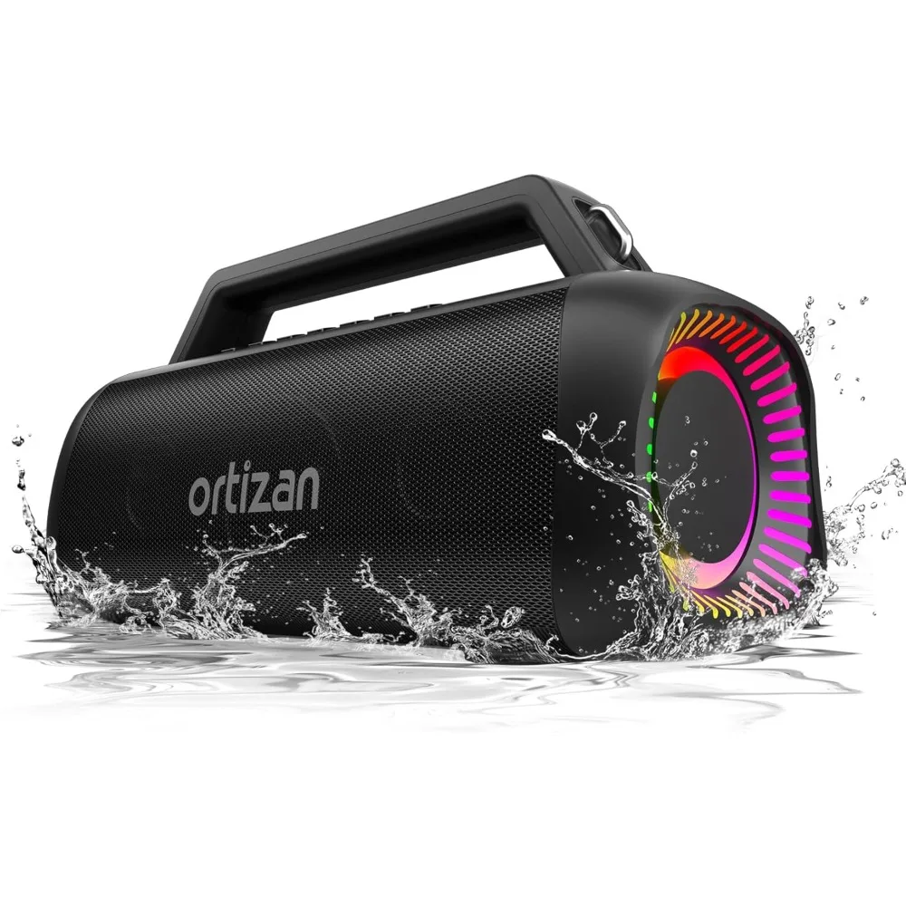 

Portable Bluetooth Speaker Loud, 80W Peak, Bass Up, 20H Playtime, IPX7 Waterproof, RGB Lights, Wireless Stereo Pairing, BT5.3,