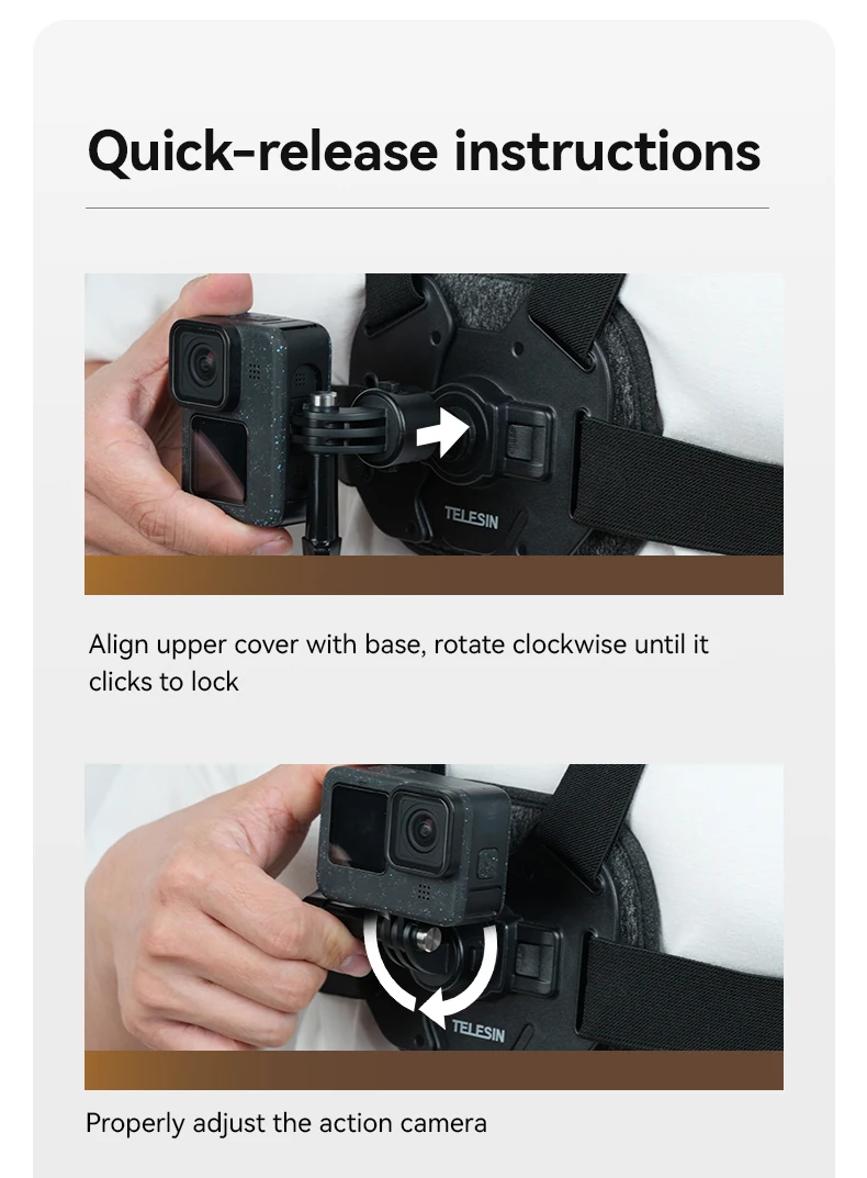 Teinin Quick Release Brustgurt halterung für Gopro Hero 12 11 10 9 8 7 6 5 insta360 dji osmo Action Kamera Zubehör – Detail 14