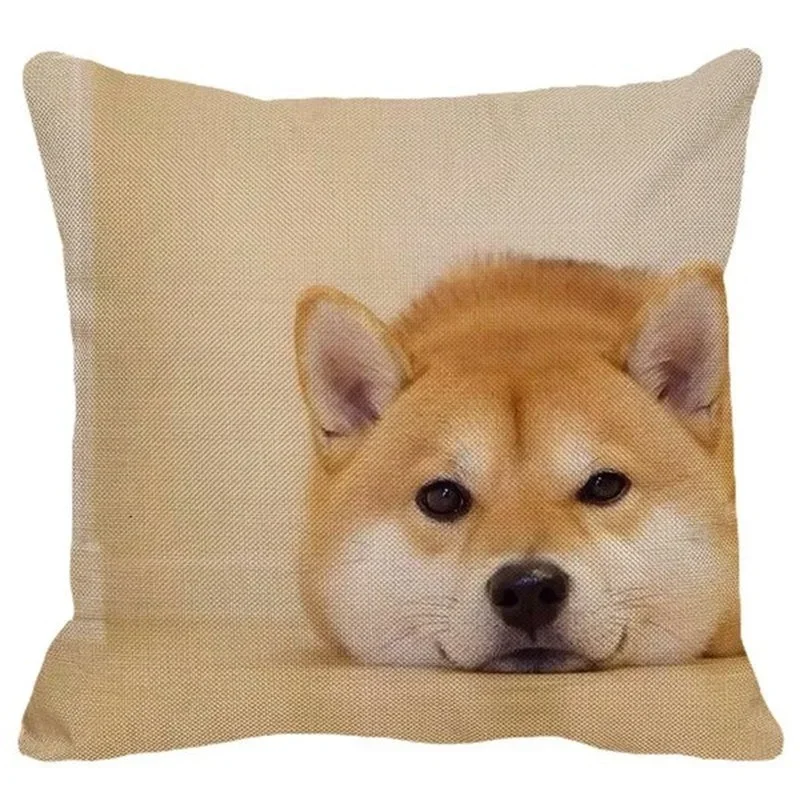 Cute Pet Dog Cushion Cover Shiba Inu Throw Pillow Cover Living Room Sofa Cushion Cover Home Decoration Pillowcase 45*45cm