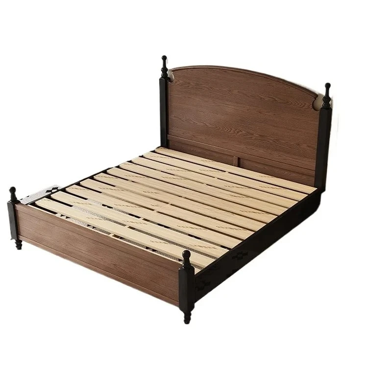 LTT solid wood bed walnut black solid wood double master bed
