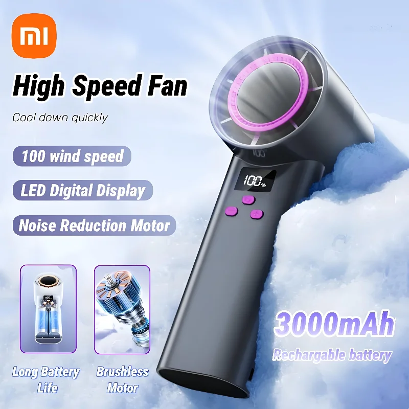 

Портативный ручной турбовентилятор Xiaomi, 100 скоростей, сильный ветер, регулируемый мини-персональный перезаряжаемый вентилятор, аккумулятор 3000 мАч, электрический вентилятор