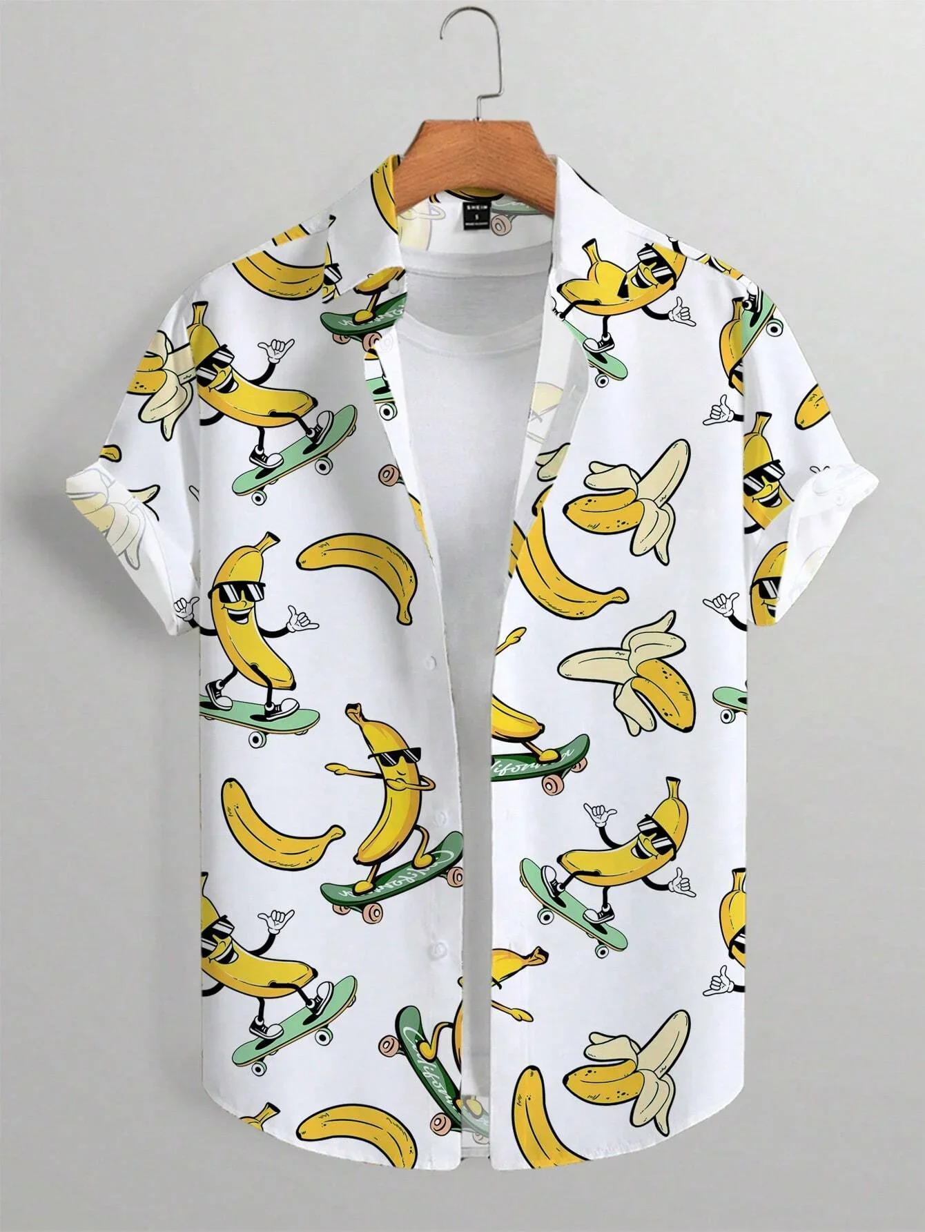Men's collared dress shirts, men's casual shirts, men's summer short-sleeved shirts, new trendy shirts, red animated print