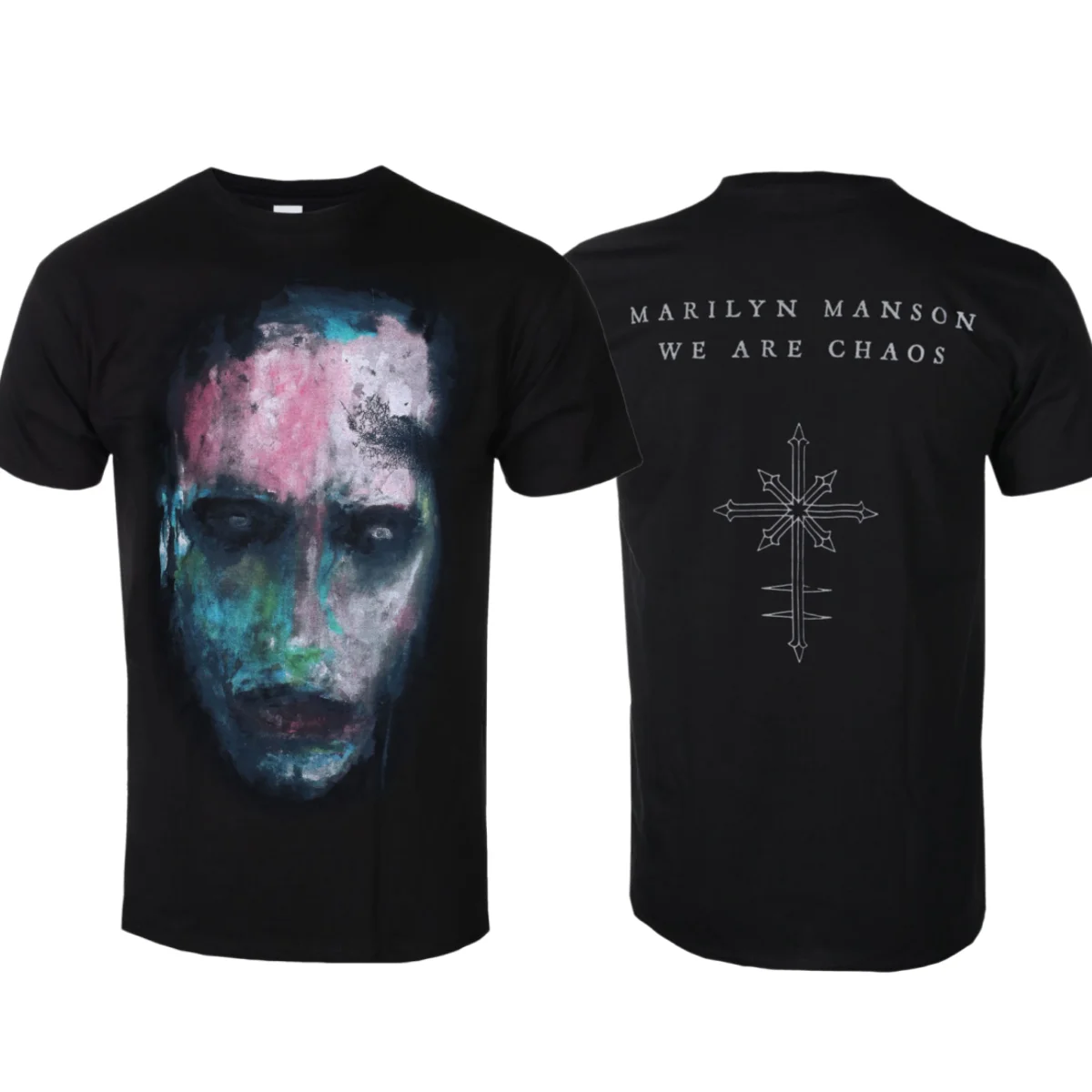 Camiseta Marilyn Manson We Are Chaos com Padrões Artísticos, Moda de Verão, Camiseta de Algodão para Homens e Mulheres, Casual, Clássica, Camiseta de Banda