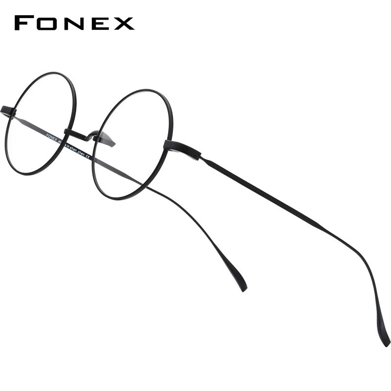 FONEX Titanium Glasses Frame Men Harries Round Eyewear Frames 2024 Women Vintage Potters Eyeglasses 9120