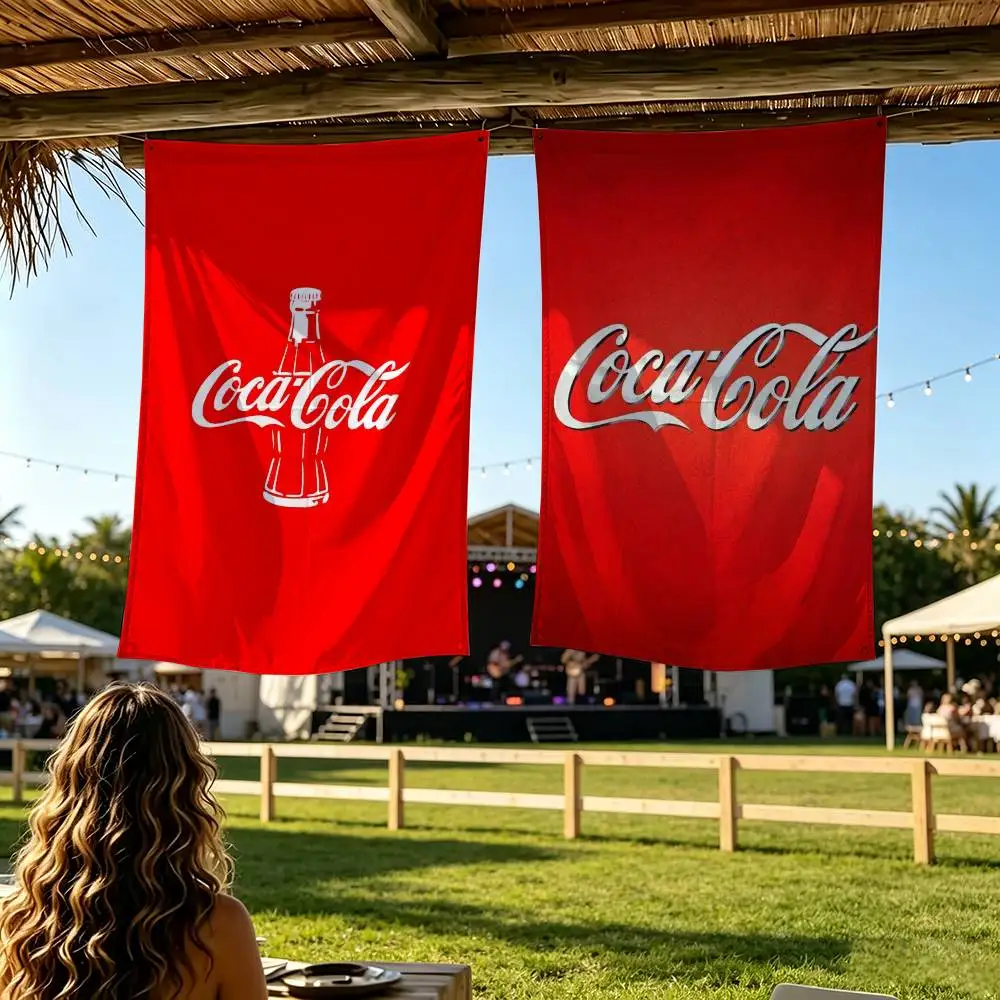 C-Coca C-cola V-Vintage Logo Flag Digital Printing Banner for Garage Wall Out Door Decoration
