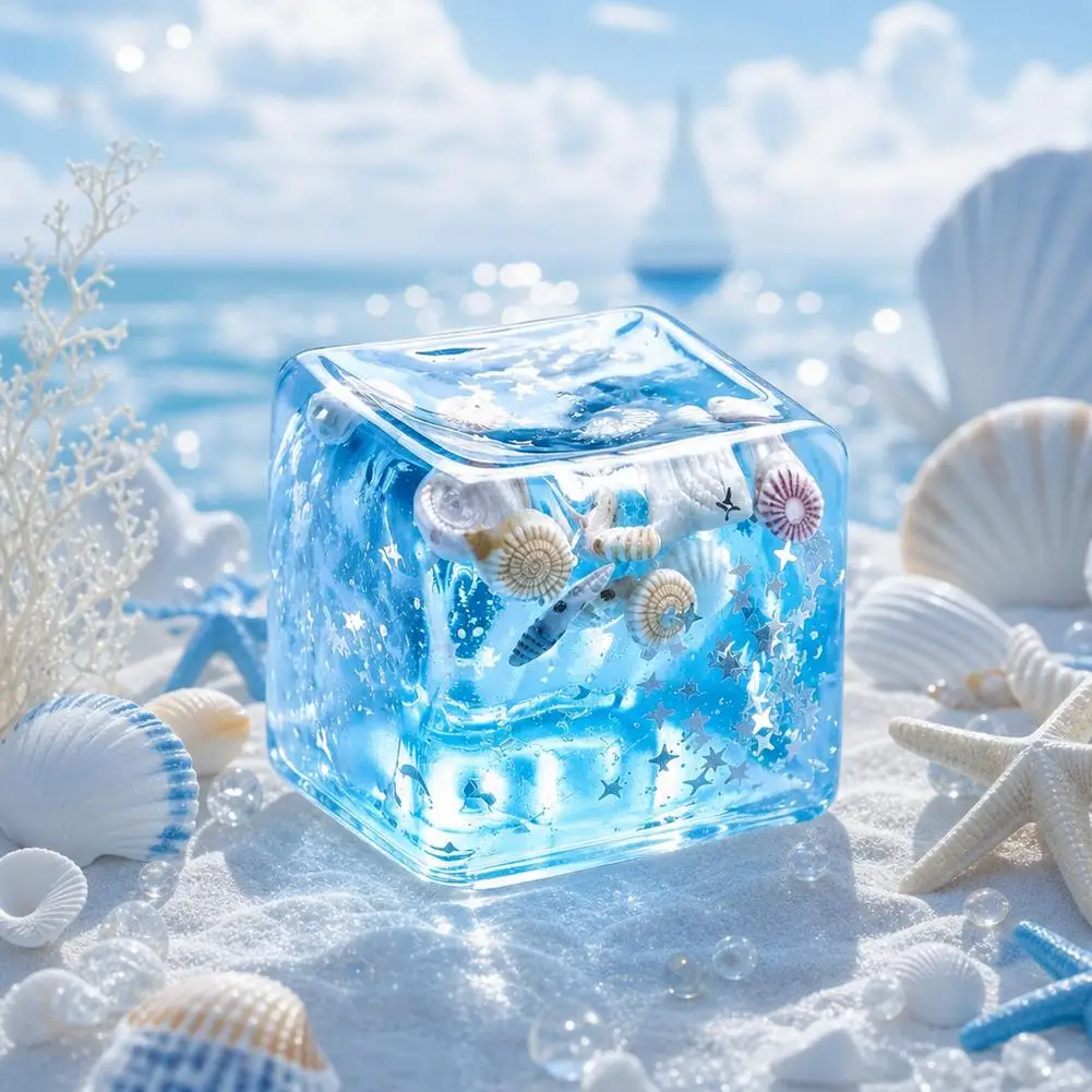Ocean Shells Squishy Stress Balls Fidget Toy Super Soft Transparent Star Maltose Cubes Squeeze Fidget Toy Adult Stress Relief