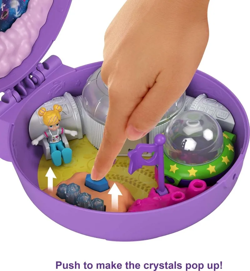 New Surprise Doll Polly Pocket Playset Travel Toy with 2 Micro Dolls Saturn Space Explorer Compact Holiday Gift for Girls