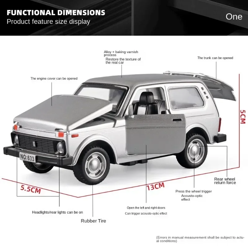 1:32 Lada Jeep Gegoten Elektronische Legering Speelgoed Voor Kinderen Vintage Simulatie Alertigen Knipperende Suv Sport