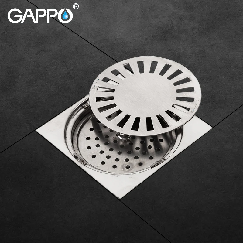 GAPPO Stainless Steel Floor Drains Square Shower Grate Waste Tile Insert Square Floor Waste Drain Bathroom Accessories Y85525