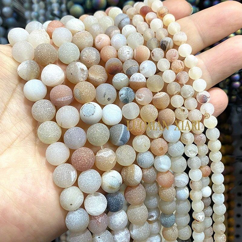 الحجر الطبيعي فضي كريستال الأسنان العقيق 6 8 10 مللي متر فضفاض خزر عازل لصنع المجوهرات أساور يدوية إكسسوارات جذابة