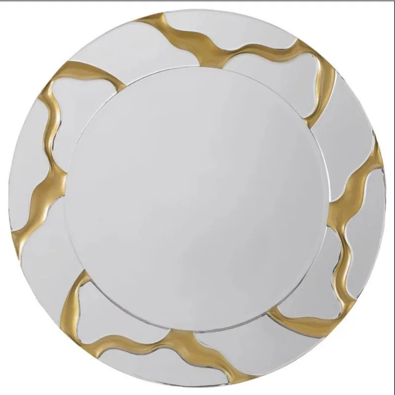 

Modern minimalist gold corrugated mirror with mirror-decorated round wall mirror