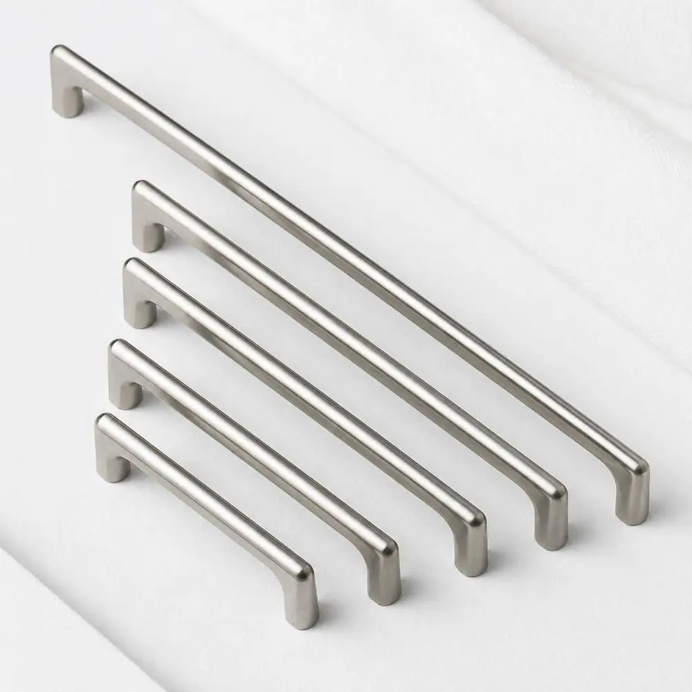 Zinc Alloy Cabinet Door Handles Silver Tone Matte Brushed Finish Cabinet Knobs Modern Minimalist Style Single and Dual Hole