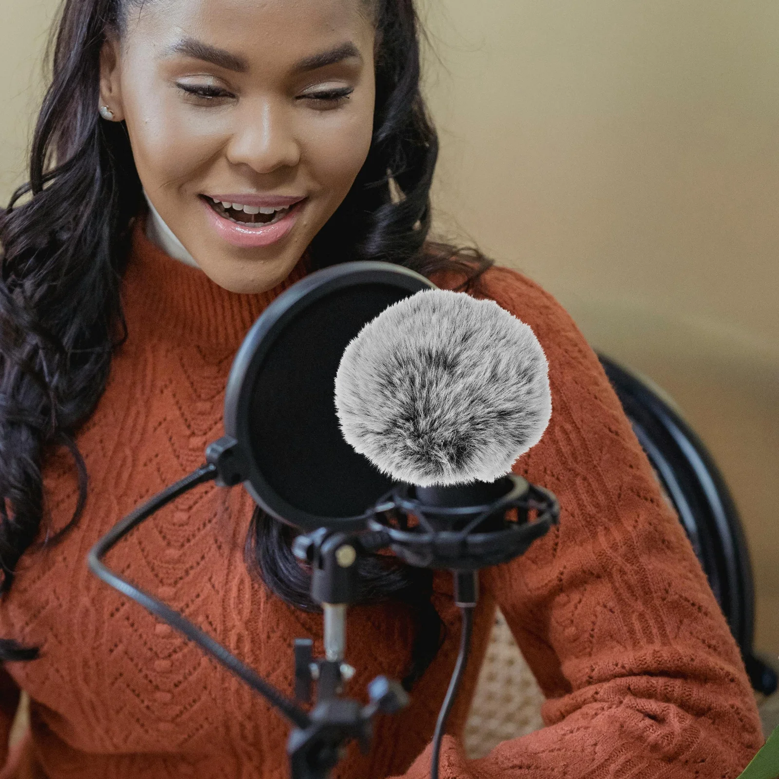 

Premium Simulation Mic Protector Windproof Microphone Cover for Stage Performance News Interview Microphone Protective Cover