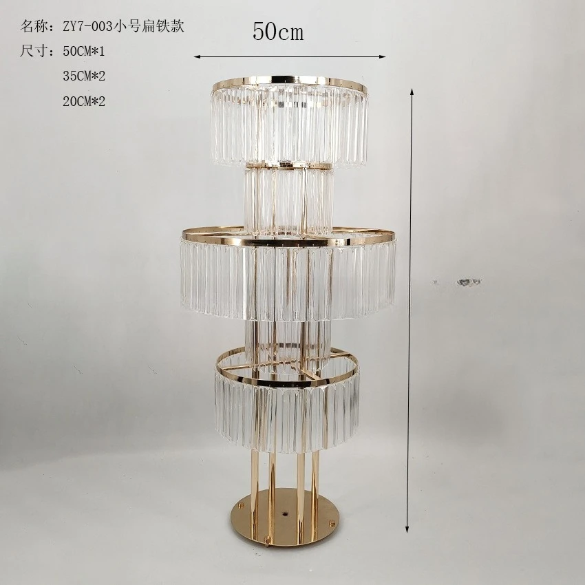 Wedding decoration gold acrylic crystal flower stand wedding party metal ornament wholesale clock in point landscaping props