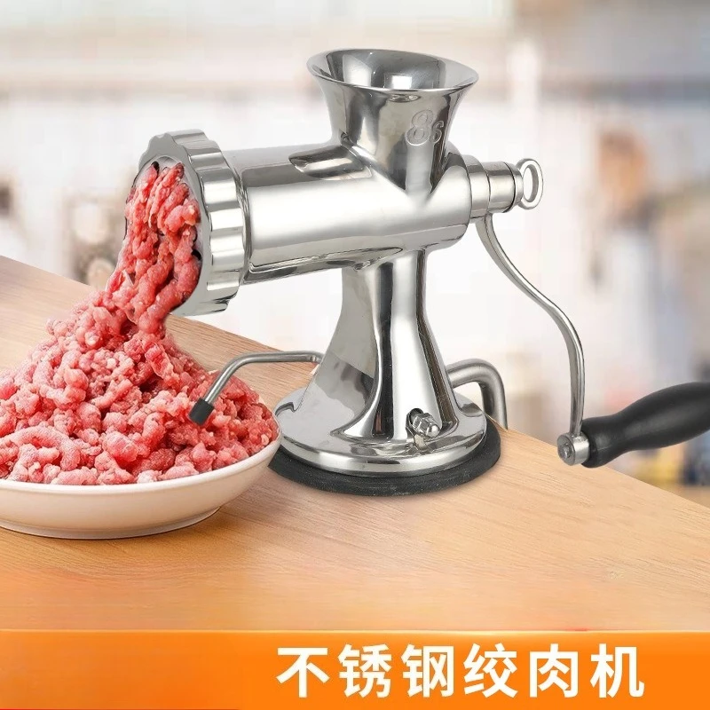 

Stainless Steel Manual Meat Grinder - Household Hand-Cranked Sausage Stuffer for Meat Mincing & Filling